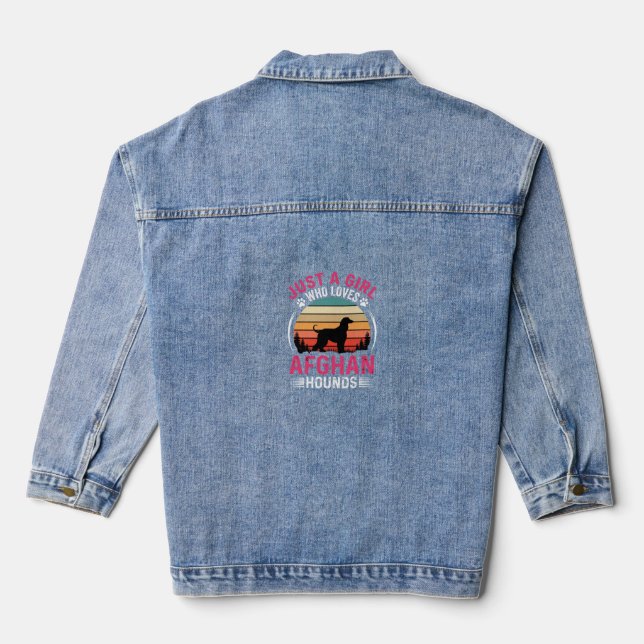 Afghan Hounds Retro Sunset Dog Lover Denim Jacket (Back)