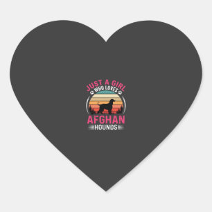 Afghan Hounds Retro Sunset Dog Lover Heart Sticker