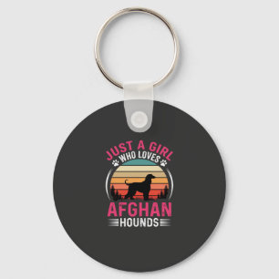 Afghan Hounds Retro Sunset Dog Lover Key Ring