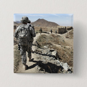 Afghan National Army and US soldiers 15 Cm Square Badge