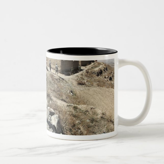 Afghan National Army and US soldiers Two-Tone Coffee Mug (Right)