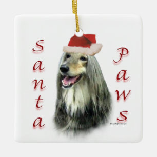 Afghan Santa Paws Magnet Ceramic Ornament