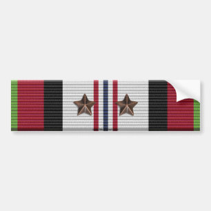 Afghanistan Campaign Ribbon 2 Stars Bumper Sticker