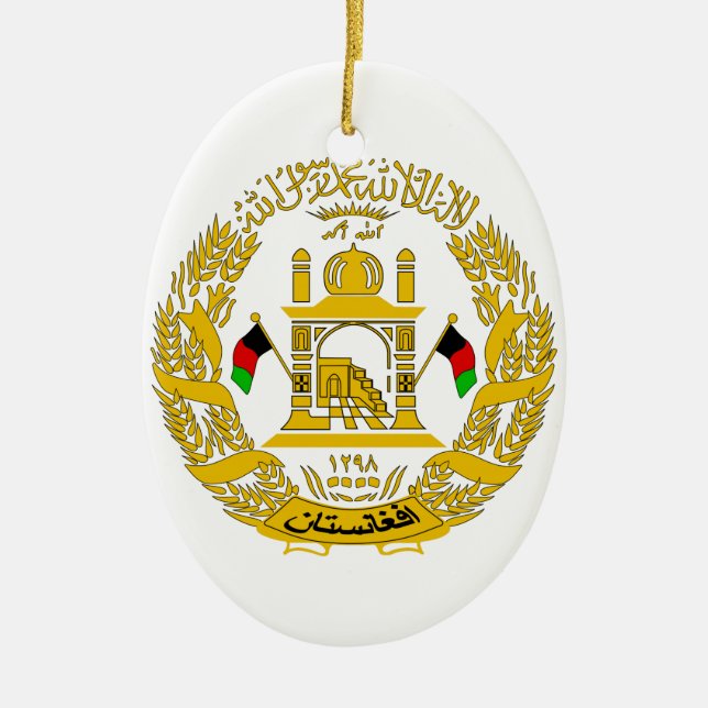 Afghanistan Coat of Arms Ceramic Tree Decoration (Front)
