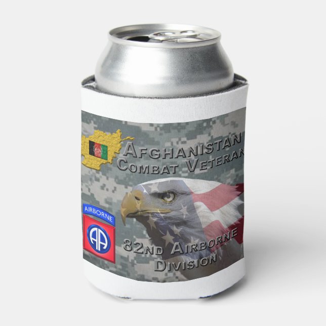 “Afghanistan Combat Veteran” - 82nd Airborne Divis Can Cooler (Can Front)
