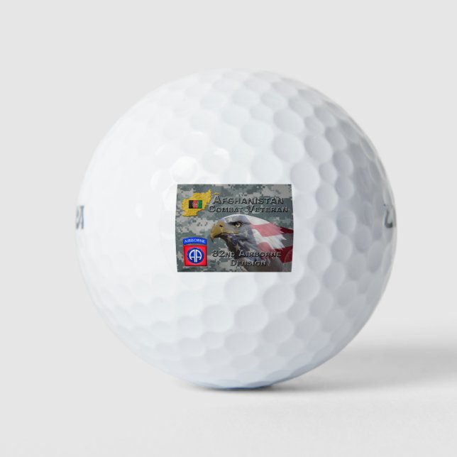 “Afghanistan Combat Veteran” - 82nd Airborne Divis Golf Balls (Front)