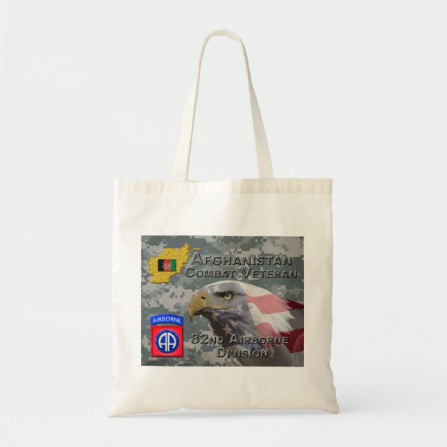 “Afghanistan Combat Veteran” - 82nd Airborne Divis Tote Bag (Front)