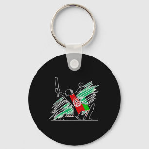 Afghanistan Cricket Team Spirit Silhouette Celebra Key Ring