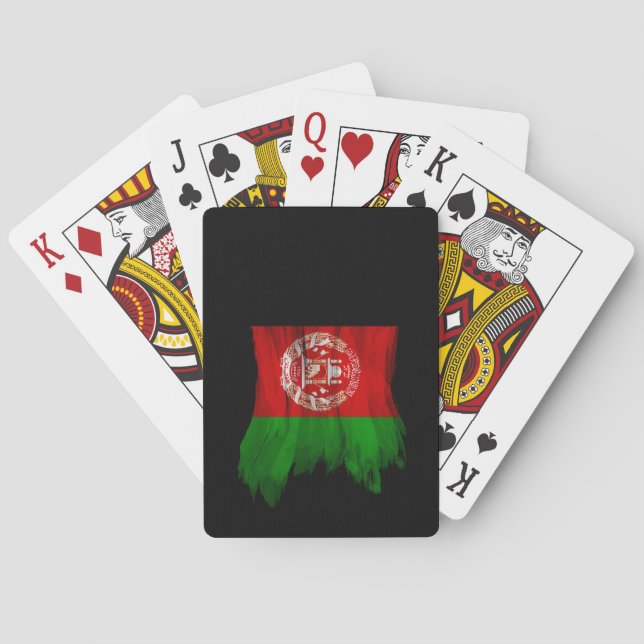 Afghanistan flag brush stroke, national flag playing cards (Back)