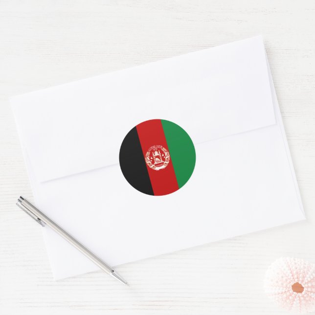 Afghanistan flag classic round sticker (Envelope)