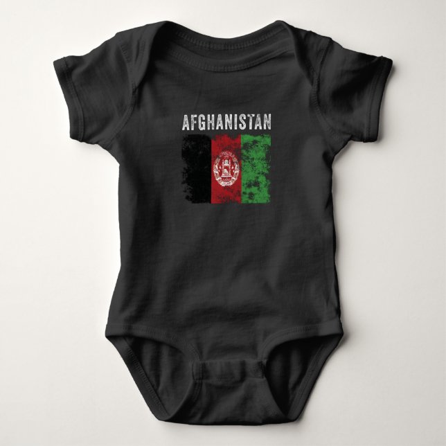 Afghanistan Flag Distressed Afghan Flag Baby Bodysuit (Front)