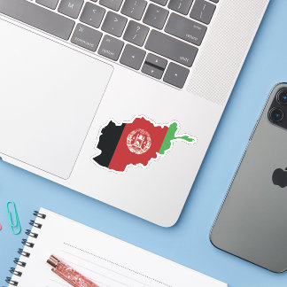 Afghanistan Flag In Country Map Sticker