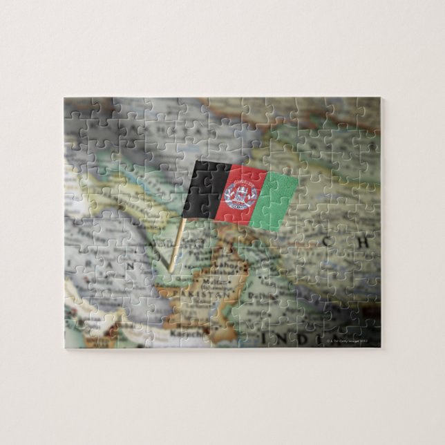 Afghanistan flag in map jigsaw puzzle (Horizontal)