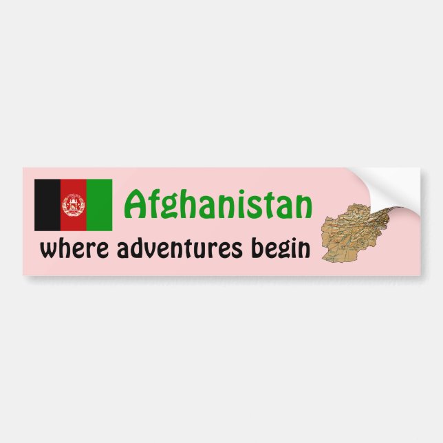 Afghanistan Flag + Map Bumper Sticker (Front)