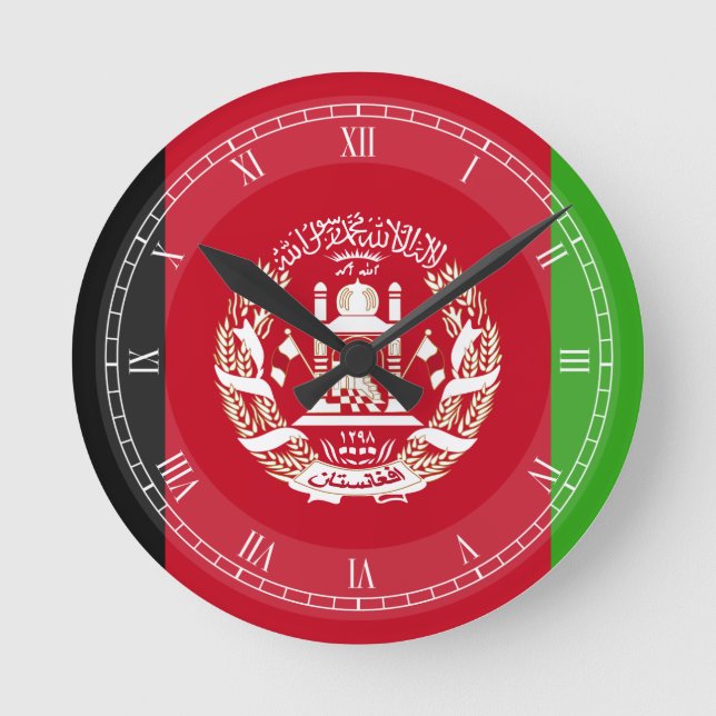 Afghanistan Flag Round Clock (Front)