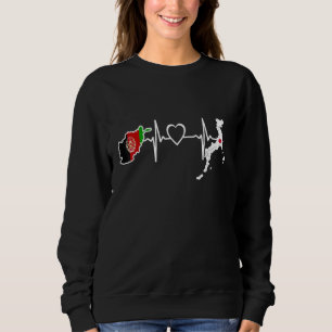 Afghanistan Japan Flag Afghan Japanese Heartbeat Sweatshirt
