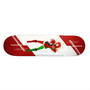 Afghanistan Manga Anime girl dressed in Flag Skateboard