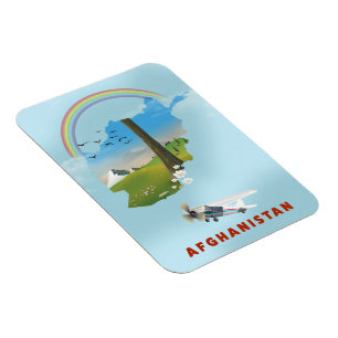 Afghanistan Map landscape travel poster Magnet