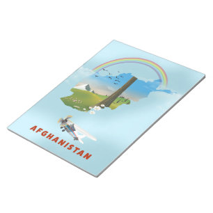 Afghanistan Map landscape travel poster Notepad