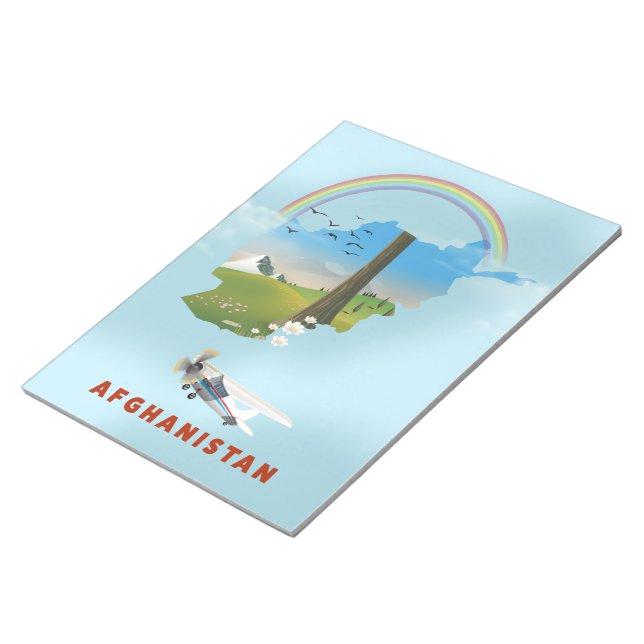 Afghanistan Map landscape travel poster Notepad (Angled)