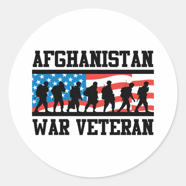 Afghanistan War Veteran Classic Round Sticker (Front)