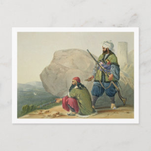 Afghaun Foot Soldiers in their Winter Dress, with Postcard