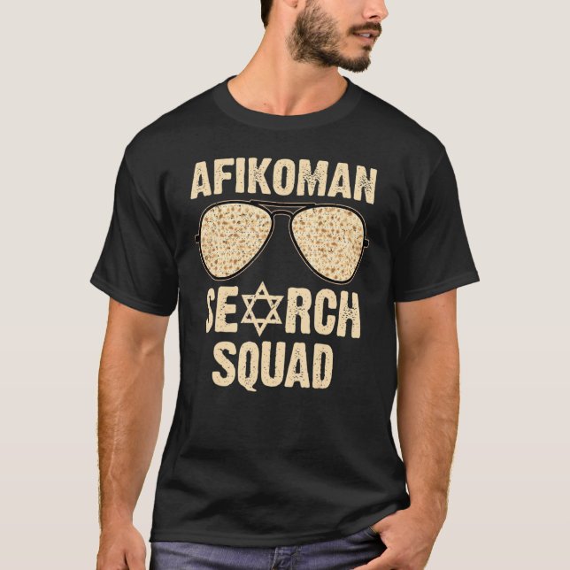 Afikoman Search Squad Funny Passover Seder Sunglas T-Shirt (Front)
