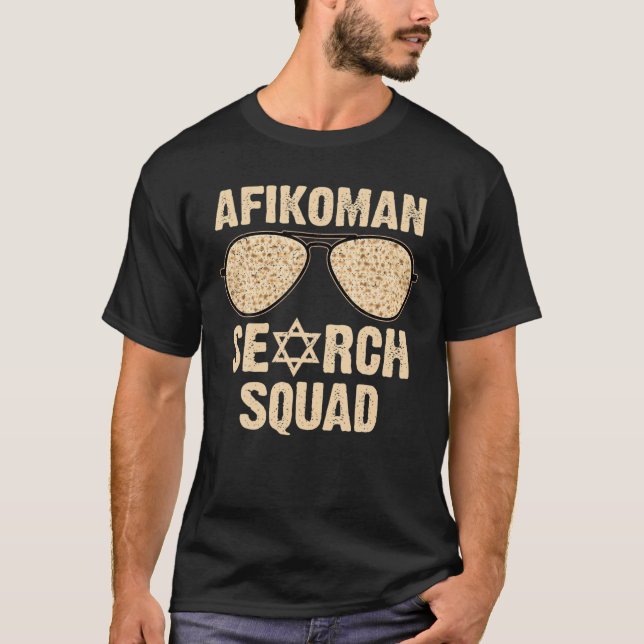 Afikoman Search Squad Funny Passover Seder Sunglas T-Shirt (Front)