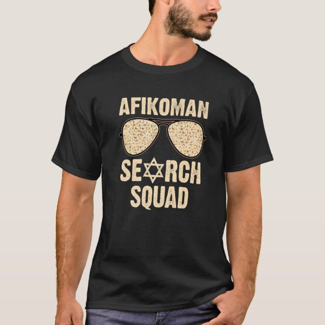 Afikoman Search Squad Funny Passover Seder Sunglas T-Shirt (Front)