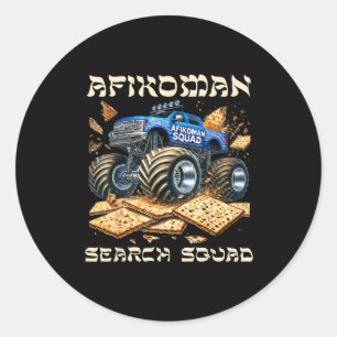 Afikoman search squad passover matzah monster truc classic round sticker