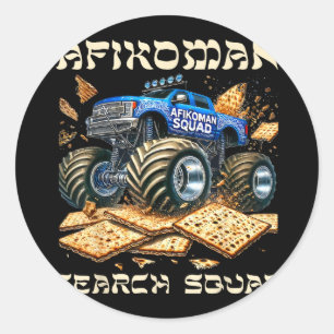 Afikoman search squad passover matzah monster truc classic round sticker
