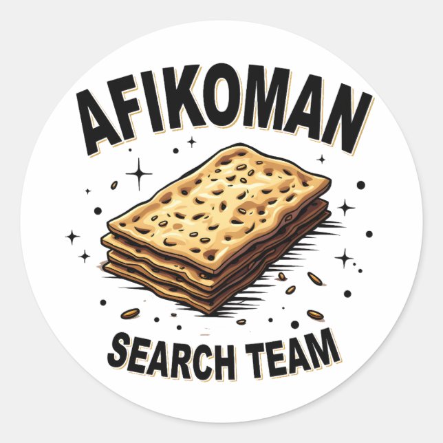 Afikoman search team Hanukkah Jewish Food Lovers Classic Round Sticker (Front)