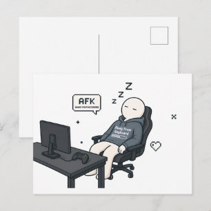 AFK Away From Keyboard Funny Gamer Meme Postcard
