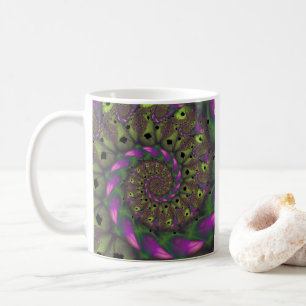 Afraid   Green and Purple Fractal Art Coffee Mug