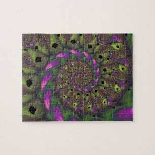 Afraid   Green and Purple Fractal Art Jigsaw Puzzle