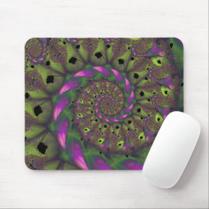 Afraid   Green and Purple Fractal Art Mouse Pad