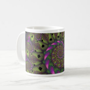 Afraid Green and Purple Fractal Art Wrap Coffee Mug