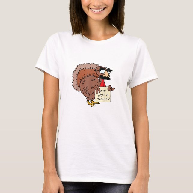 Afraid Turkey Disguise Joke Humour Funny Thanksgiv T-Shirt (Front)