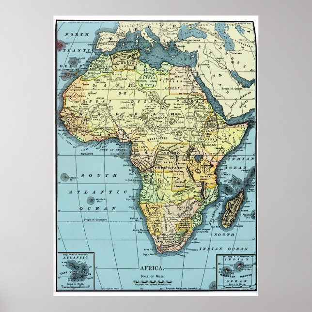 Africa 1890 Vintage Map Poster (Front)