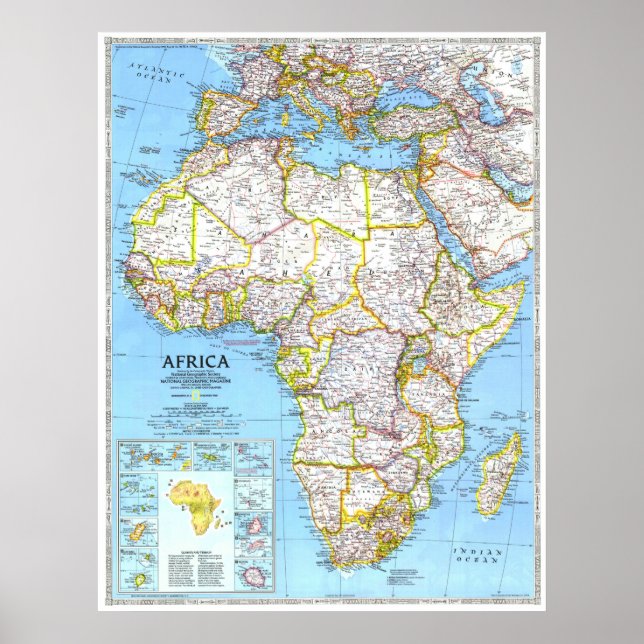" Africa: 1990 Detailed Countries MAP ... Poster (Front)
