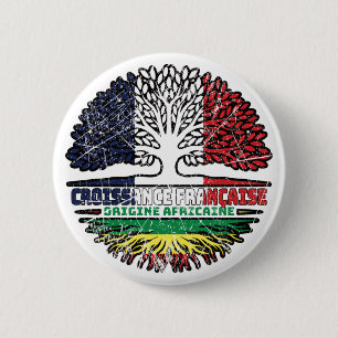 Africa African French France Tree Roots Flag 6 Cm Round Badge