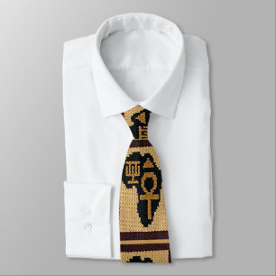 Africa African Symbols Crochet All Over Print Tie
