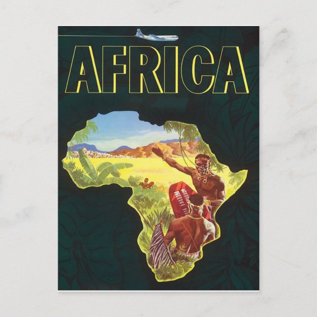 Africa, African warriors inside continent Postcard (Front)