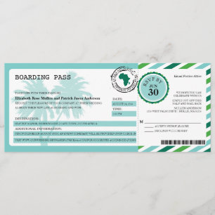 Africa Airmail Boarding Pass Wedding Invitation