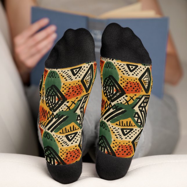 Africa Amhara Ethiopia Ethnic Pattern 2 Socks (Bottom)