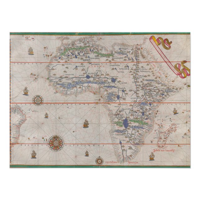 Africa Ancient Manuscript Atlas 1587 Vintage Map Poster (Front)