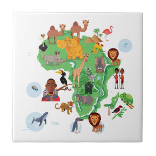 Africa Animals Map Ceramic Tile