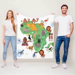 Africa Animals Map Fleece Blanket