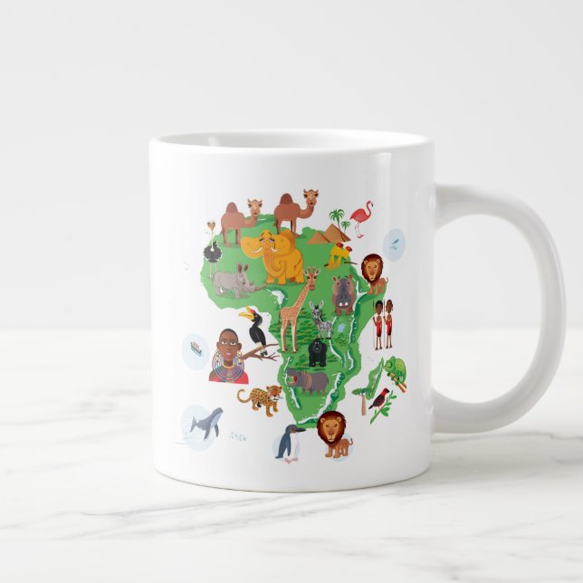 Africa Animals Map Large Coffee Mug (Right)