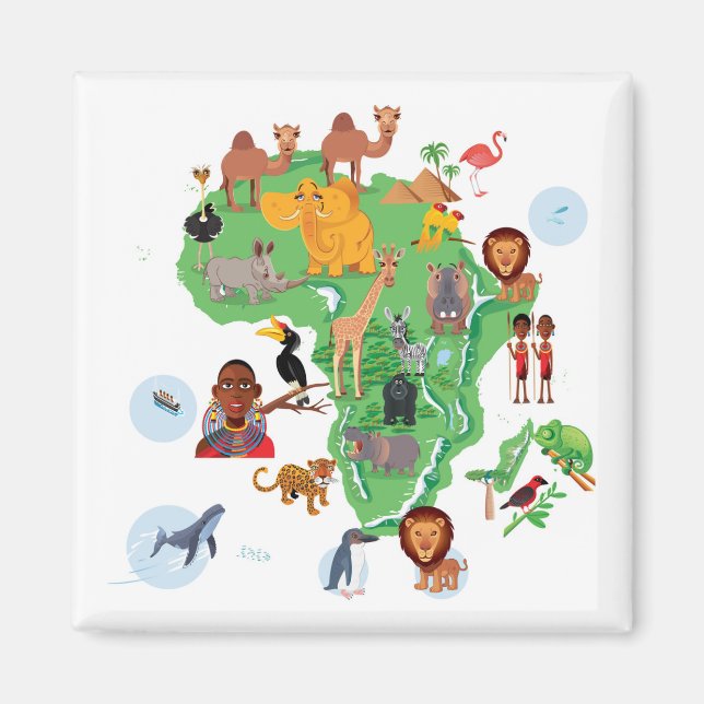 Africa Animals Map Magnet (Front)